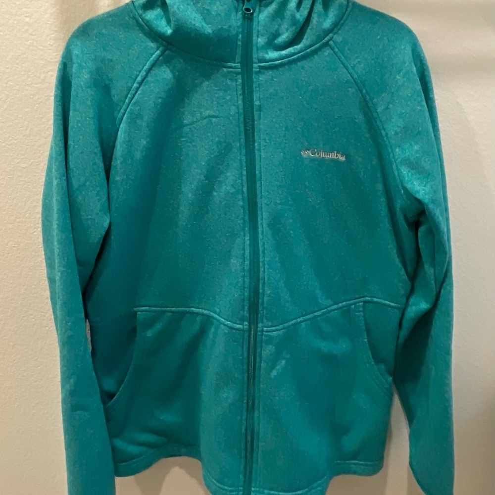 Teal full-zip sweatshirt